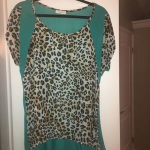Turquoise & leopard shirt/tunic